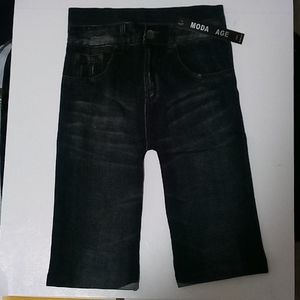 Moda Age Stretch Shorts Faux Black Denim One Size NWT